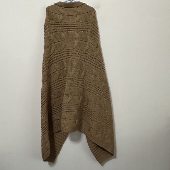 Brooks Brothers Poncho Cape One Size Button Front Cable Knit Brown Wool Blend - Picture 7 of 7